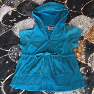 Juicy Couture Teal Short Sleeve Zip Jacket Size M